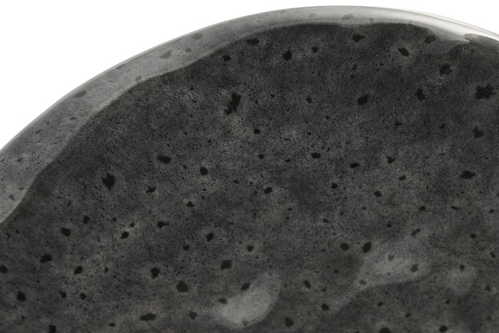 DKD Home Decor Plato de Gres Esmaltado Negro Símil Piedra 22x20,5x4 cm