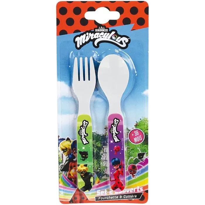 Fun House FUN3524550066141 - Juego de Vajilla MIRACULOUS LADYBUG con Platos, Vaso, Taza, Cubiertos, Fiambrera y Botella de Agua