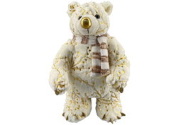 DKD Home Decor Peluche de Oso Polar Blanco y Dorado 25x27x47 cm