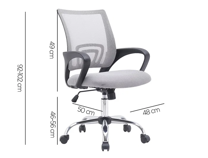 Q-connect Silla de Oficina Siena Malla Base Metálica, Blanco/Gris, Altura Max 1000mm, Anchura 560mm, Profundidad 570mm