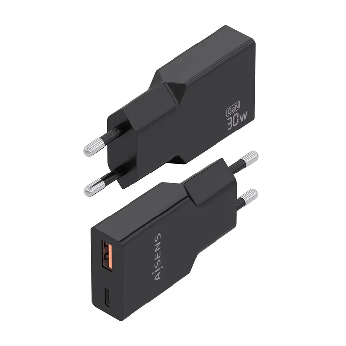 Aisens Cargador GaN Ultra Delgado 30W con USB-C y USB-A, Negro Aisens Cargador GaN Ultra Delgado 30W con USB-C y USB-A, Negro