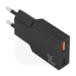 AISENS Cargador Ultra Delgado GaN 30W USB-C y USB-A Negro