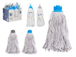 Arte Regal Fregona Algodon 200Gr Blanca Azul Gris Surtido 8x28x8 cm (Set de 12)