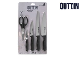 Quttin Set de 5 piezas de cuchillos y tijeras Nero