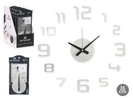 GIFTDECOR Reloj Pegatina Diametro 35 cm Satinado Plata (Set de 12)