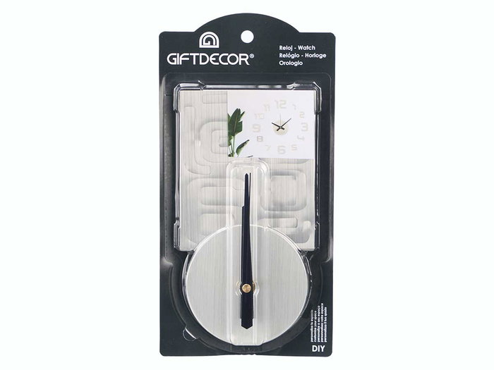 GIFTDECOR Reloj Pegatina Diametro 35 cm Satinado Plata (Set de 12)