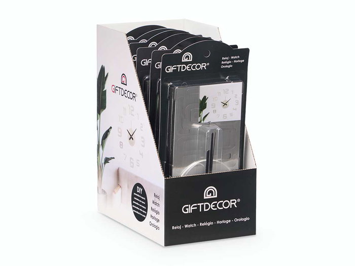 GIFTDECOR Reloj Pegatina Diametro 35 cm Satinado Plata (Set de 12)