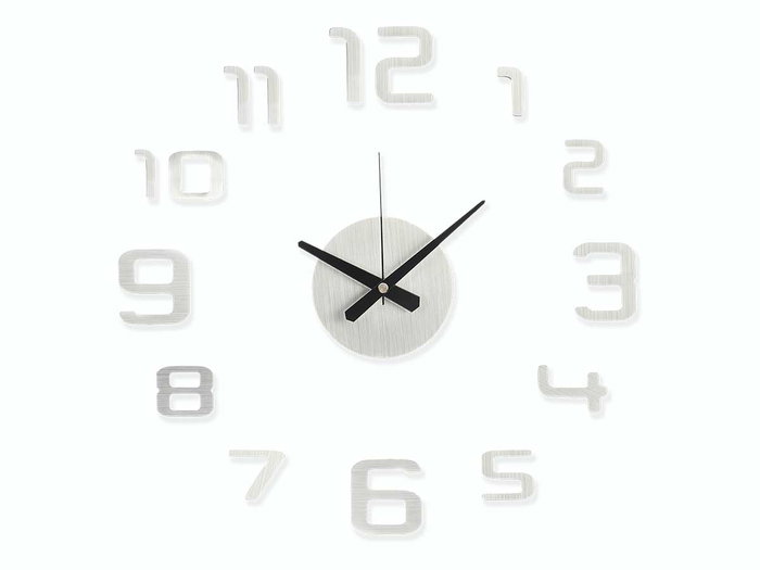 GIFTDECOR Reloj Pegatina Diametro 35 cm Satinado Plata (Set de 12)