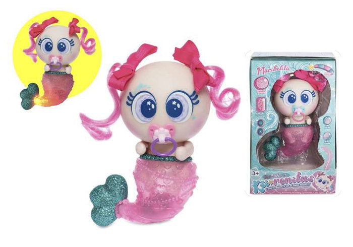 Bandai Ksi Ksirenita Maribelita Rosa - Muñeca Colección Ksimeritos Neonatitlán - Figura con Cola Luminosa Interactiva al Agua