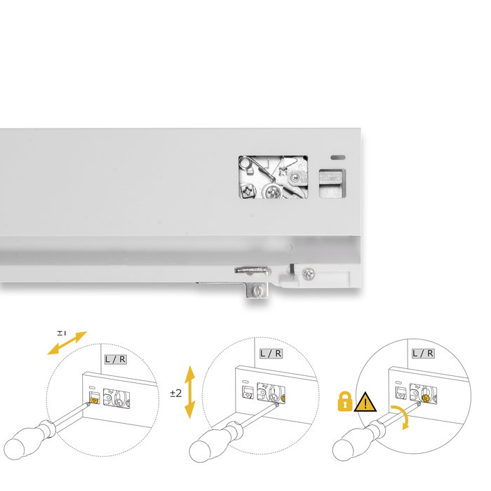 Emuca Cajón exterior Protone 30kg con guías de extracción total y cierre suave, Altura 93mm, profundidad 350mm, Acero, Pintado blanco