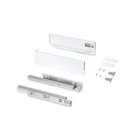 Emuca Cajón exterior Protone 30kg con guías de extracción total y cierre suave, Altura 93mm, profundidad 350mm, Acero, Pintado blanco