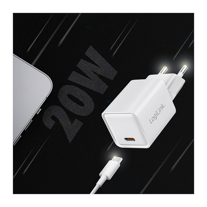 LogiLink Cargador USB-C 20 W GaN 1 puerto Blanco