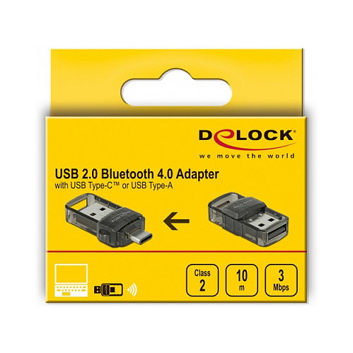 DeLOCK Adaptador Bluetooth 4.0 2 en 1 USB Tipo-C y Tipo-A