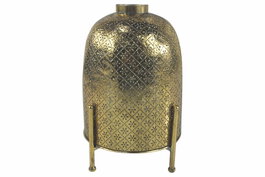 DKD Home Decor Portavelas de Metal y Cristal Dorado