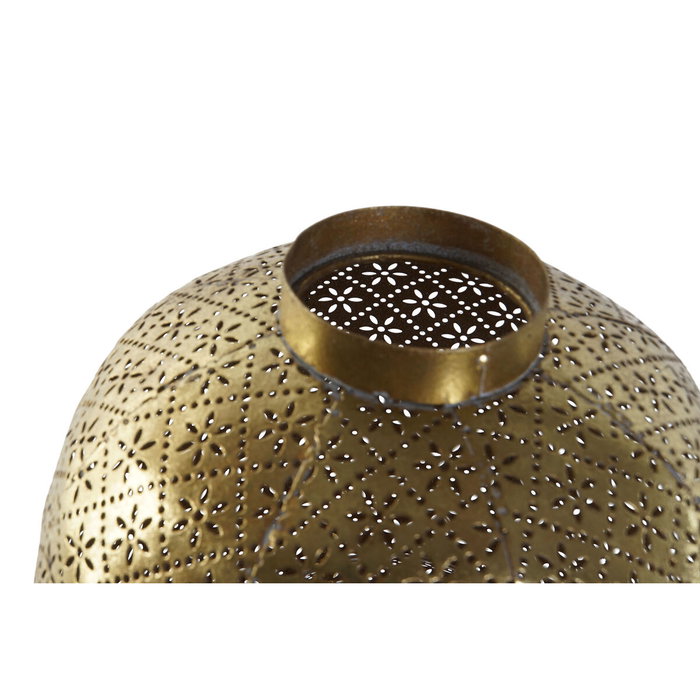DKD Home Decor Portavelas de Metal y Cristal Dorado