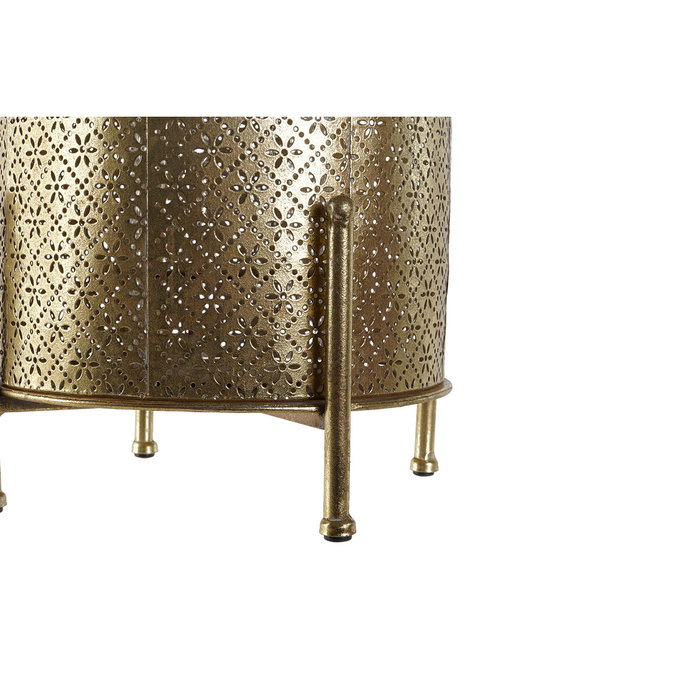 DKD Home Decor Portavelas de Metal y Cristal Dorado