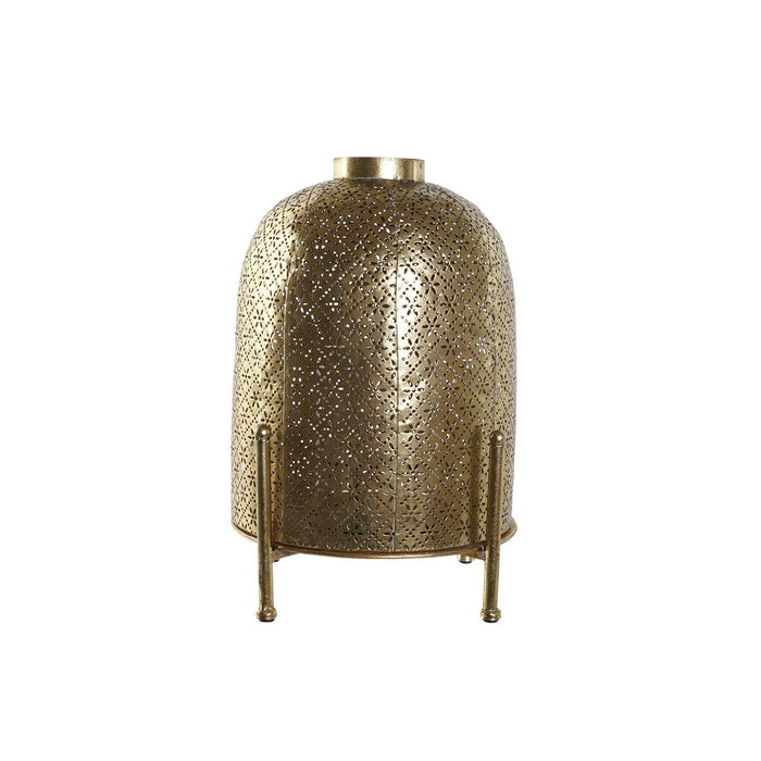 DKD Home Decor Portavelas de Metal y Cristal Dorado