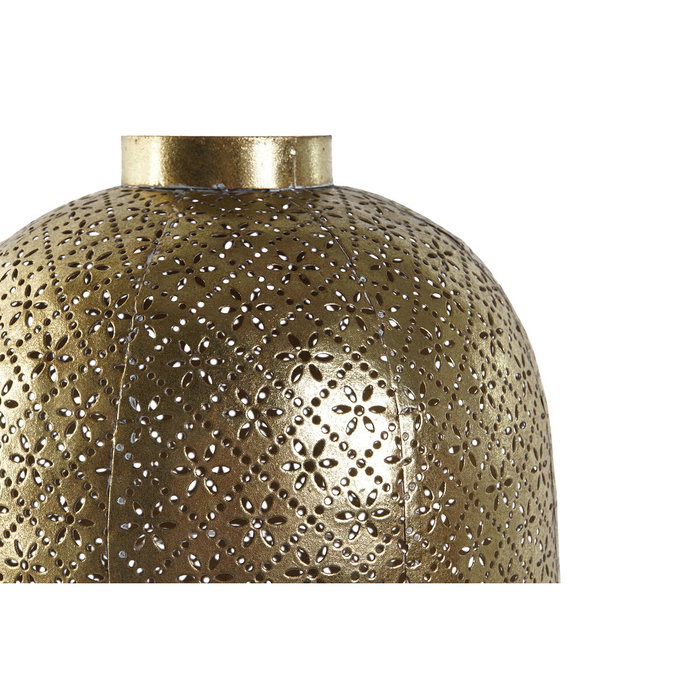 DKD Home Decor Portavelas de Metal y Cristal Dorado