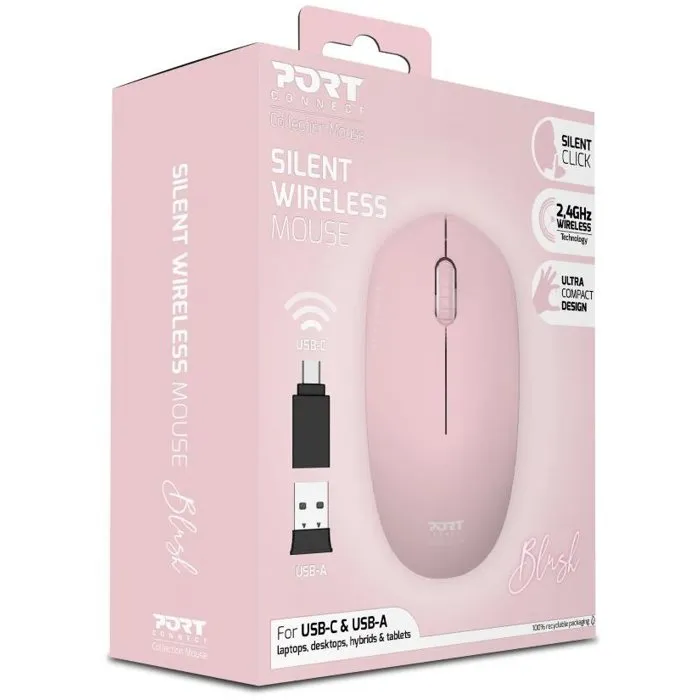Port Designs Ratón Inalámbrico Colección II 900541 2,4 GHz Rosa Pálido