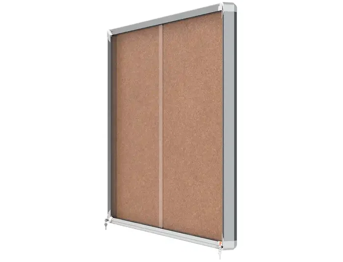 Nobo Vitrina de Anuncios Premium Plus Puerta Corredera Corcho 18xA4 con Cerradura y Cristal - 89x1480x1120 mm
