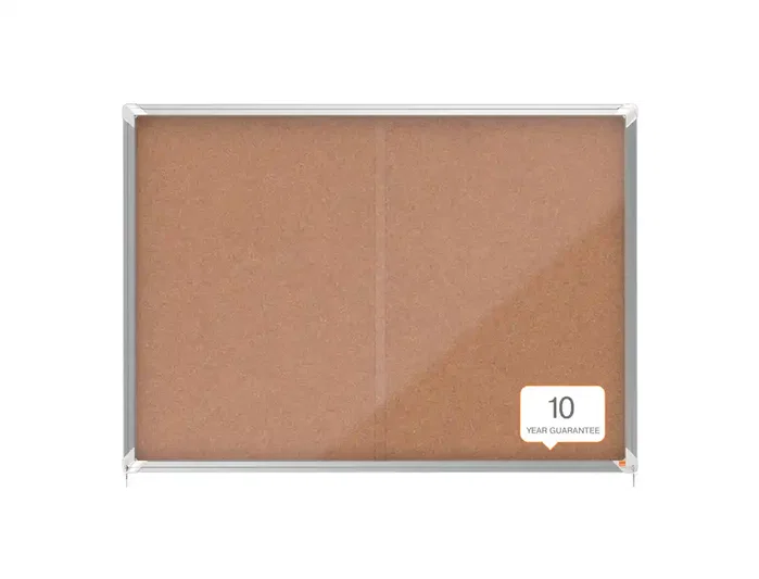 Nobo Vitrina de Anuncios Premium Plus Puerta Corredera Corcho 18xA4 con Cerradura y Cristal - 89x1480x1120 mm