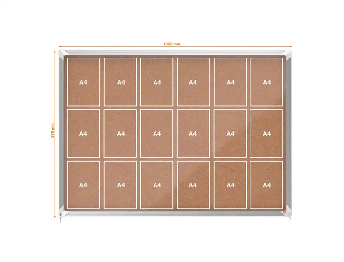Nobo Vitrina de Anuncios Premium Plus Puerta Corredera Corcho 18xA4 con Cerradura y Cristal - 89x1480x1120 mm