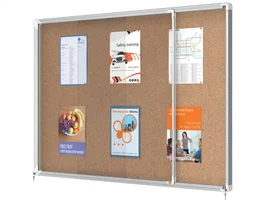 Nobo Vitrina de Anuncios Premium Plus Puerta Corredera Corcho 18xA4 con Cerradura y Cristal - 89x1480x1120 mm