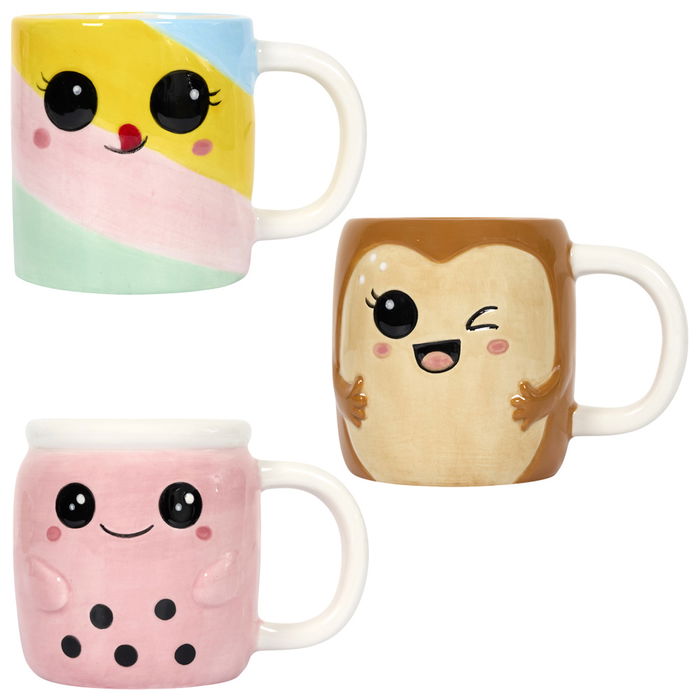 The Concept Factory Taza Relieve Kawaii 380 Ml Malvavisco Tostada Bubble Tea Surtidos