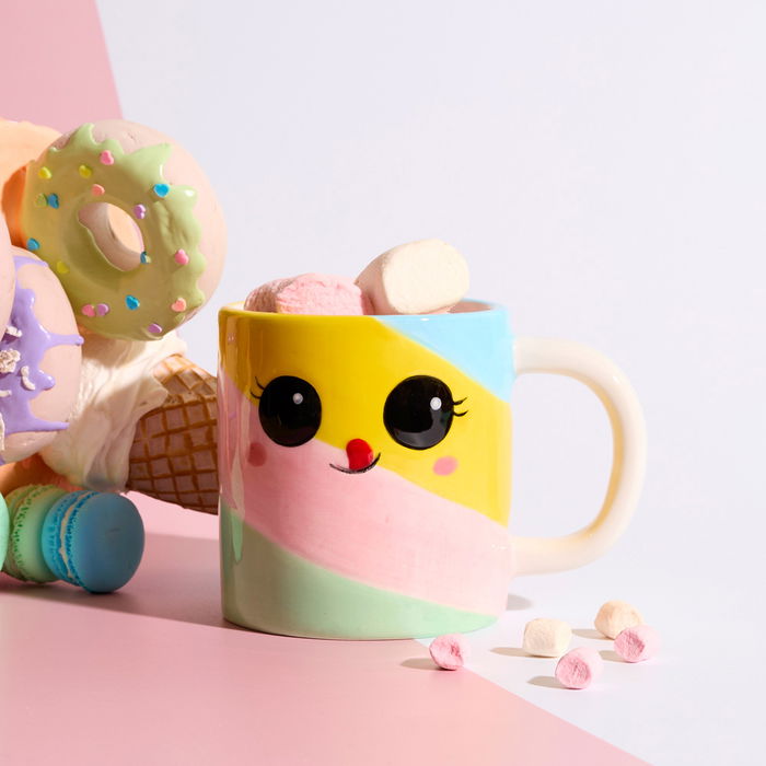 The Concept Factory Taza Relieve Kawaii 380 Ml Malvavisco Tostada Bubble Tea Surtidos