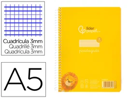Liderpapel Cuaderno espiral Pautaguía A5 amarillo 80 hojas 90g
