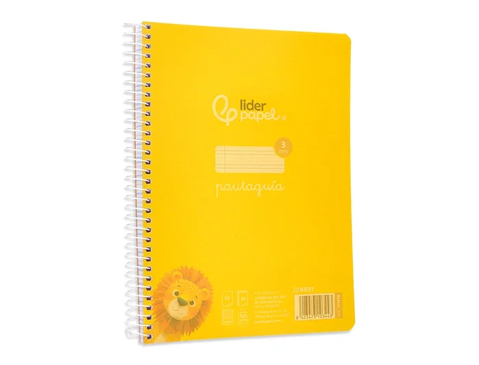 Liderpapel Cuaderno espiral Pautaguía A5 amarillo 80 hojas 90g