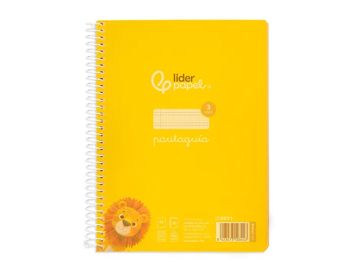 Liderpapel Cuaderno espiral Pautaguía A5 amarillo 80 hojas 90g