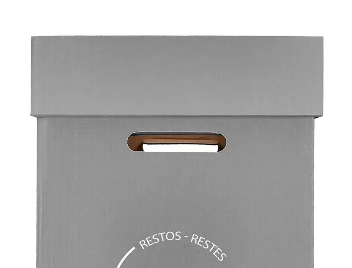Liderpapel Contenedor Papelera Reciclaje Restos No Reciclables Cartón Reciclado 70 Litros 450x350x650 mm Gris