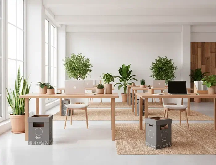 Liderpapel Contenedor Papelera Reciclaje Restos No Reciclables Cartón Reciclado 70 Litros 450x350x650 mm Gris