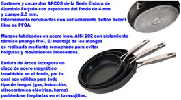 Baja Arcos Sartén Endura 696100 de 24 cm en Aluminio Forjado con Inox