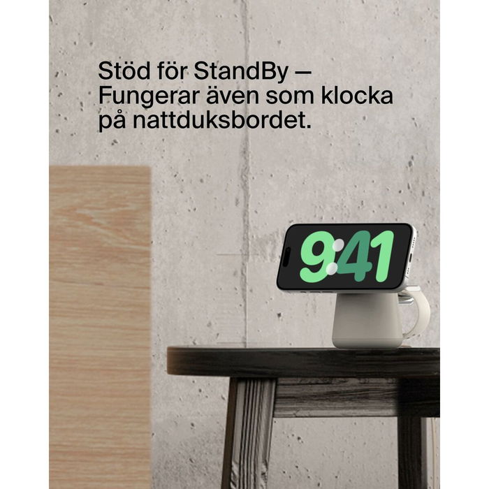 Belkin BOOST Charge PRO 15W WIZ027vfH37, Cargador Inalámbrico MagSafe Qi2 2 en 1 para iPhone y Reloj, 1.5 m, Beige