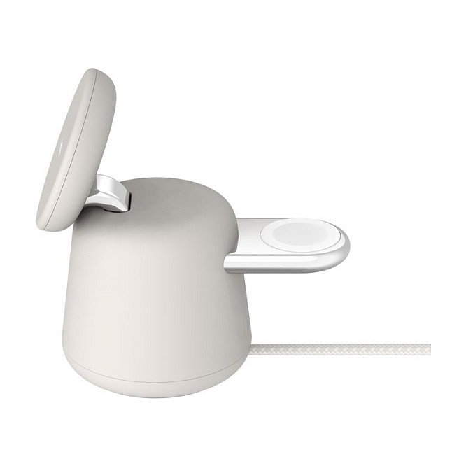 Belkin BOOST Charge PRO Cargador Inalámbrico 2 en 1 15W Qi2 WIZ027vfH37 para Smartphone y Reloj Inteligente, Cable 1.5 m Beige