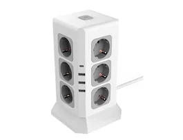 Q-connect Regleta múltiple 16 en 1 con 12 tomas, 3 USB y 1 USB-C, 2 m