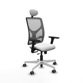 PIQUERAS Y CRESPO Silla de oficina Motilla con mecanismo Sincro/Traslack, Blanco y Gris
