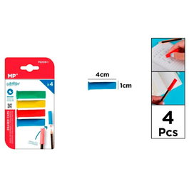 MP Gomas de borrar y tapalápices de colores, 4 uds, blíster