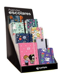 Agenda Escolar (2026-27) Grafoplas Espiral Tapa Extra Con Goma A5/A6 Surtido Expositor De 60 15X A5 2D/P 45X A6 D/P