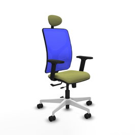 PIQUERAS Y CRESPO Silla de oficina Motilla con mecanismo Sincro/Traslack Verde oliva y Azul