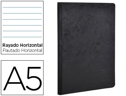 Clairefontaine Libreta Age-bag Tapa Cartulina Lomo Cosido Rayado Horizontal 96 Hojas Negro 148x210 mm