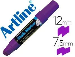 Rotulador Artline EPW-12 Pizarra Vidrio Plástico Exterior Interior Borrable Punta Rectangular Trazo 12 mm Color Violeta