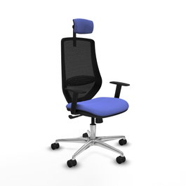 PIQUERAS Y CRESPO Silla de oficina Mardos con mecanismo Sincro, Tela Azul claro y Malla Negra