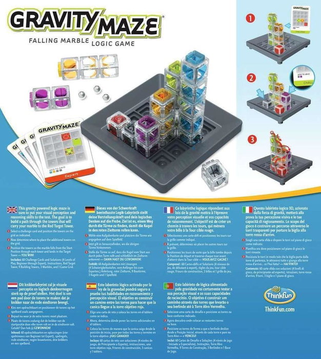 Ravensburger Gravity Maze Juego de Mesa de Lógica y Construcción con 60 Desafíos Progresivos y Canica, para 1 Jugador, Edad 8+ Años