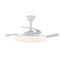 Cristalrecord Ventilador de Techo Led Stars Evo Smart 72W, 3 Aspas Retráctiles Ø106 cm, Luz LED 3CCT 7920 Lm Dimmable, Motor DC Silencioso, Control App y Mando, Blanco