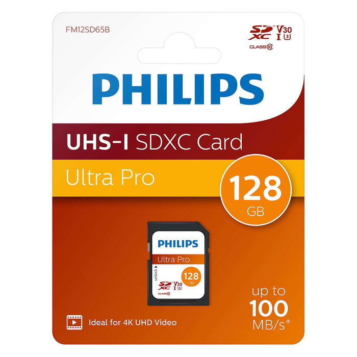 Philips FM12SD65B Tarjeta de Memoria SDXC 128GB Clase 10 UHS-I U3 V30 A1