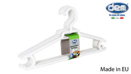 Dem Set 6 Perchas Plástico 42 x 20 cm Blancas (8 Cajas)