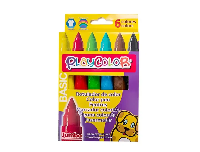 Playcolor Playcolor Rotulador Maxi Jumbo Basic Caja de 6 Colores Surtidos